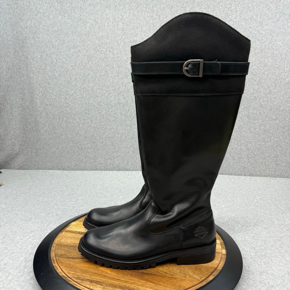 Harley Davidson Boots Women's 9 Bradner Zip Up 16" Motorcycle Biker Black - Picture 5 of 8